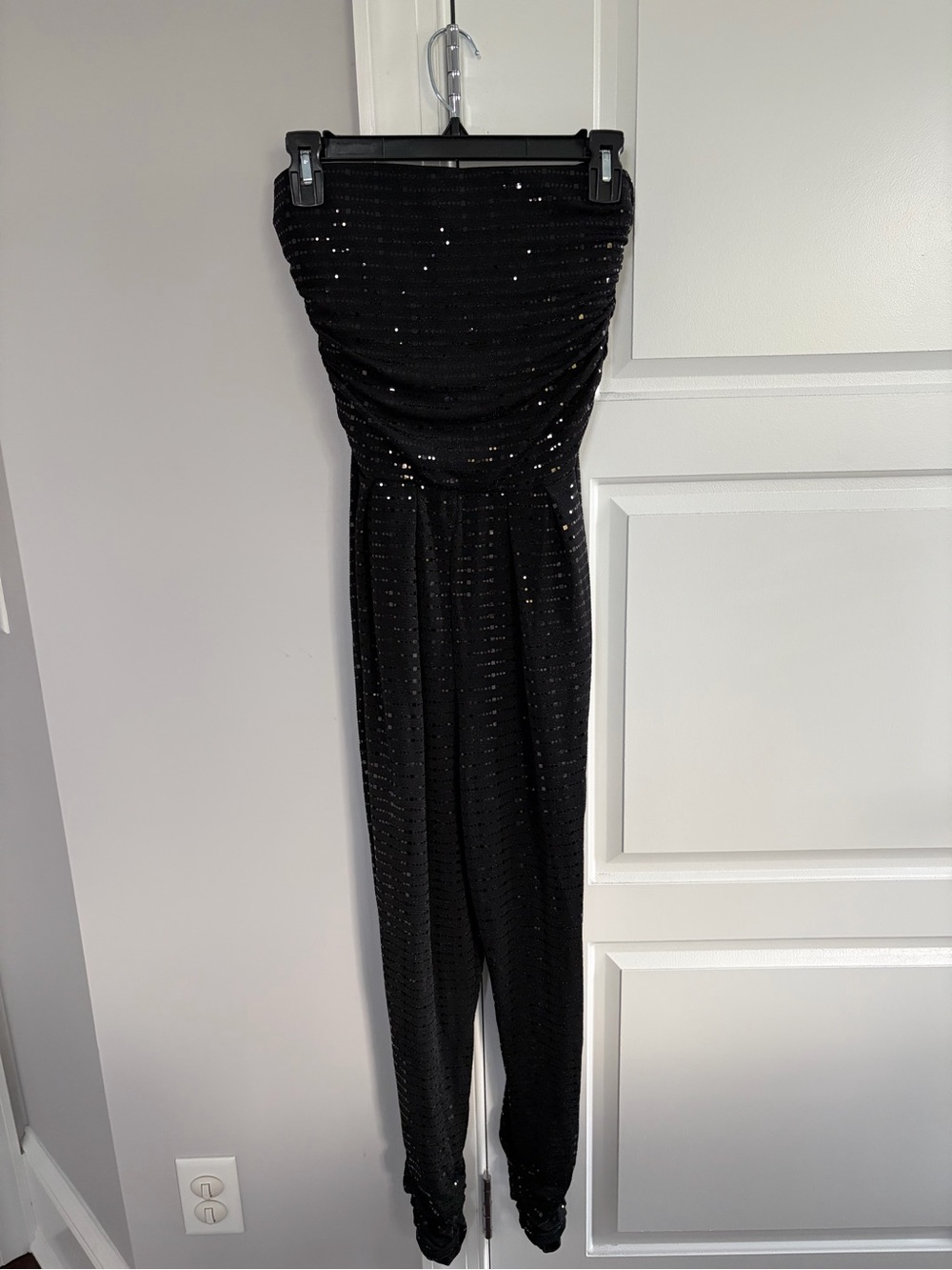VENUS Black Strapless Sequin Jumpsuit